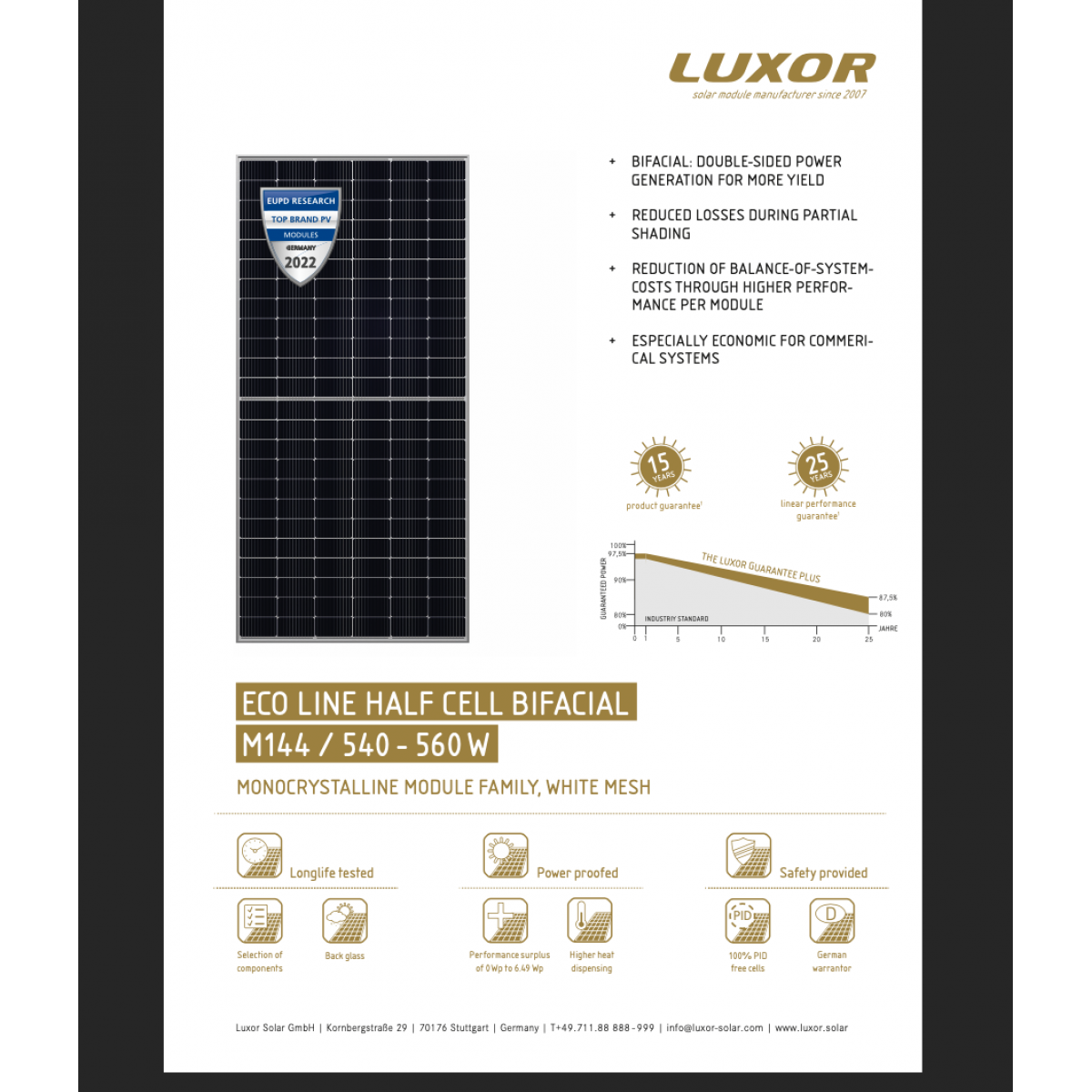 Luxor Eco Line Half Cell-660M/132 Bifacial HC PERC MBB (Mono) 660w